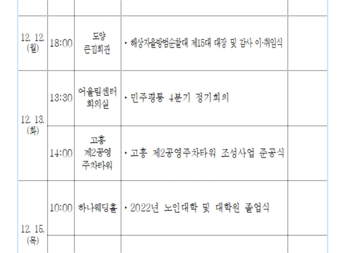 2022. 12. 12.(월) ~ 12. 18.(일) 첨부이미지 : 의원일정.png