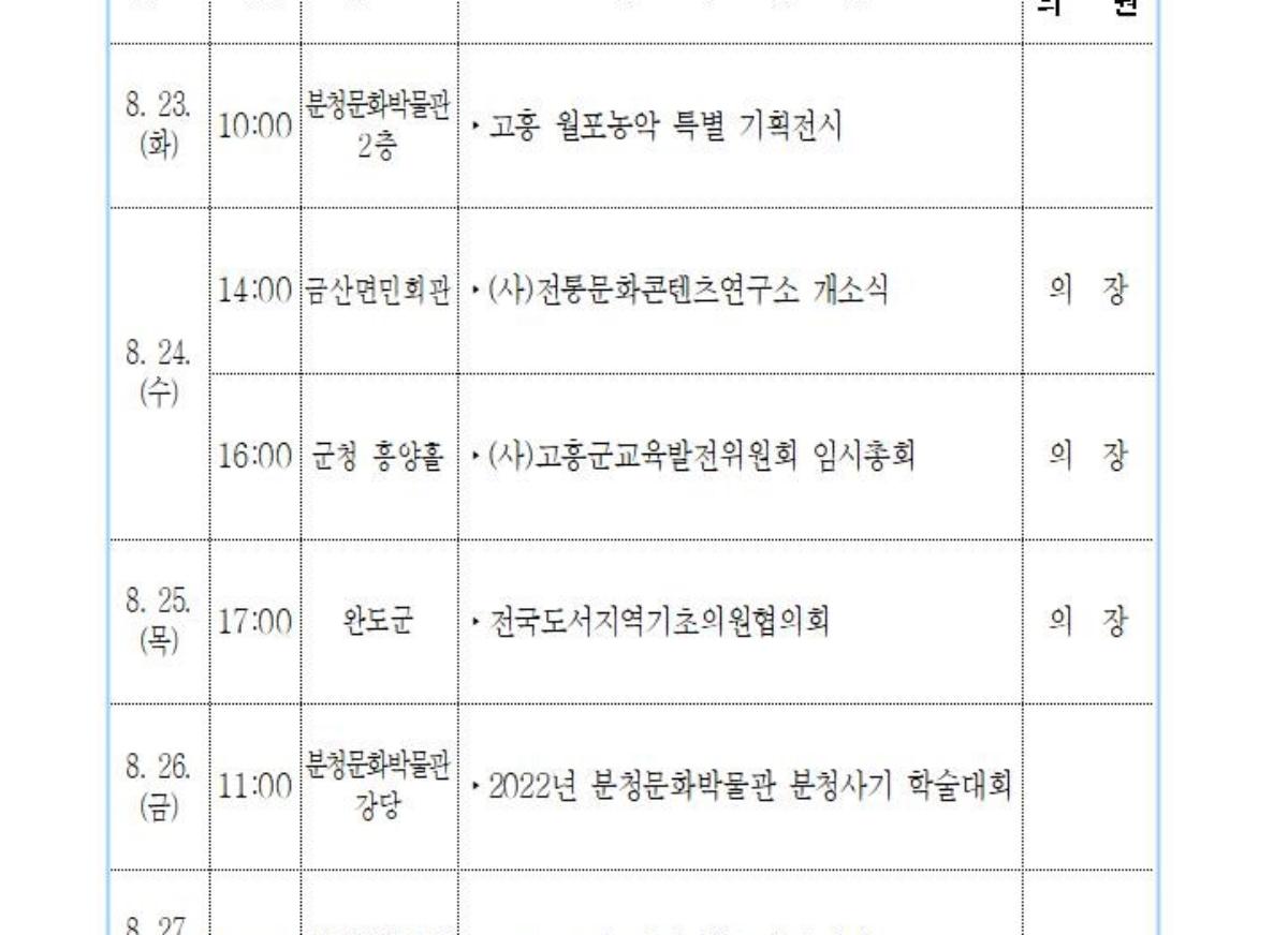 2022. 8. 22.(월) ~ 8. 28.(일) 첨부이미지 : ★의원 전체 주요 일정(배부용) (1)001.jpg